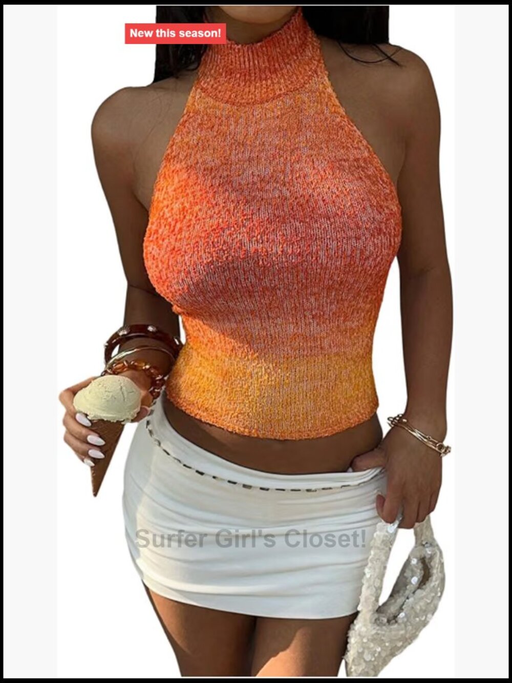 Y2K Tie Backless Knit Halter Tank Sleeveless Summer Going Out Slim Fit
